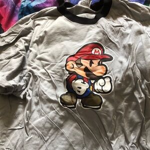 Gray Mario Shirt with Cartoon Character